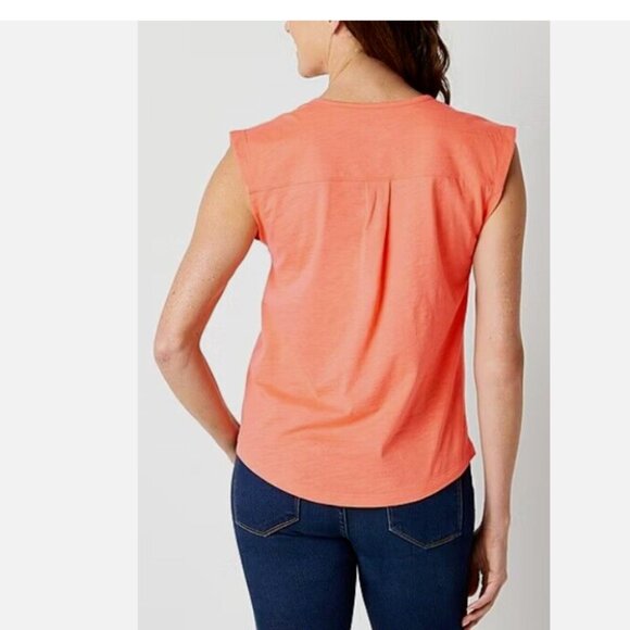 St. John's Bay Womens Split Crew Neck Short Sleeve T-Shirt. - Picture 2 of 5